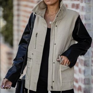 Moto leather sleeved jacket